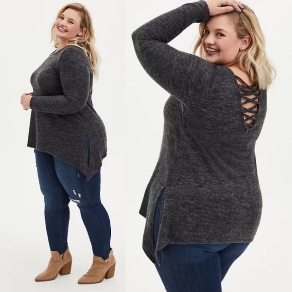 torrid Tops - TORRID SUPER SOFT PLUSH LATTICE BACK TEE